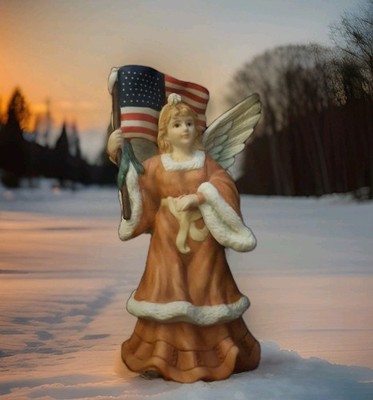 Christmas Angel Patriotic Figure With American Flag Schmid B Shackman Vtg 1989