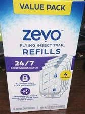 Zevo Flying Insect Trap, Fly Trap Refill Cartridges (Twin Pack, 4 Cartridges)