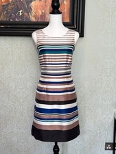 Monsoon Multi-Stripe Occasion Dress UK 10 • Stunning Fit & Silhouette