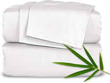 Organic Bamboo Viscose Queen Bed Sheet Set, Soft  Cooling, 2 Year Warranty