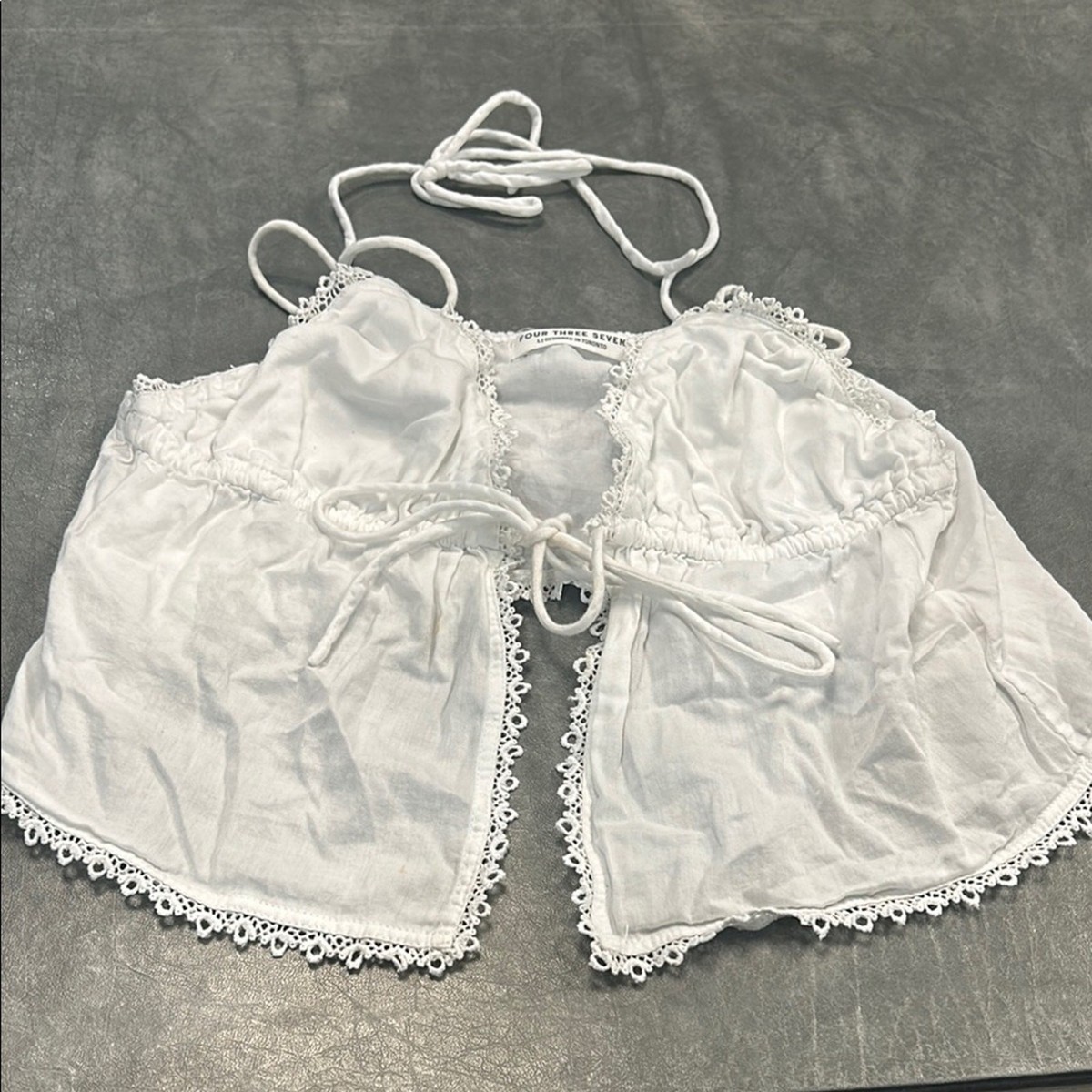 Four Three Seven White Tie Top View 2