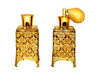 2 Vintage Hollywood Regency Gold Ormolu Filigree Footed French Perfume Bottles — photo 1