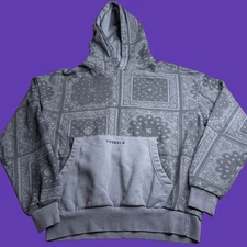 YoungLA Mens Small Bandana Paisley Print Hoodie Pullover Streetwear Athletic