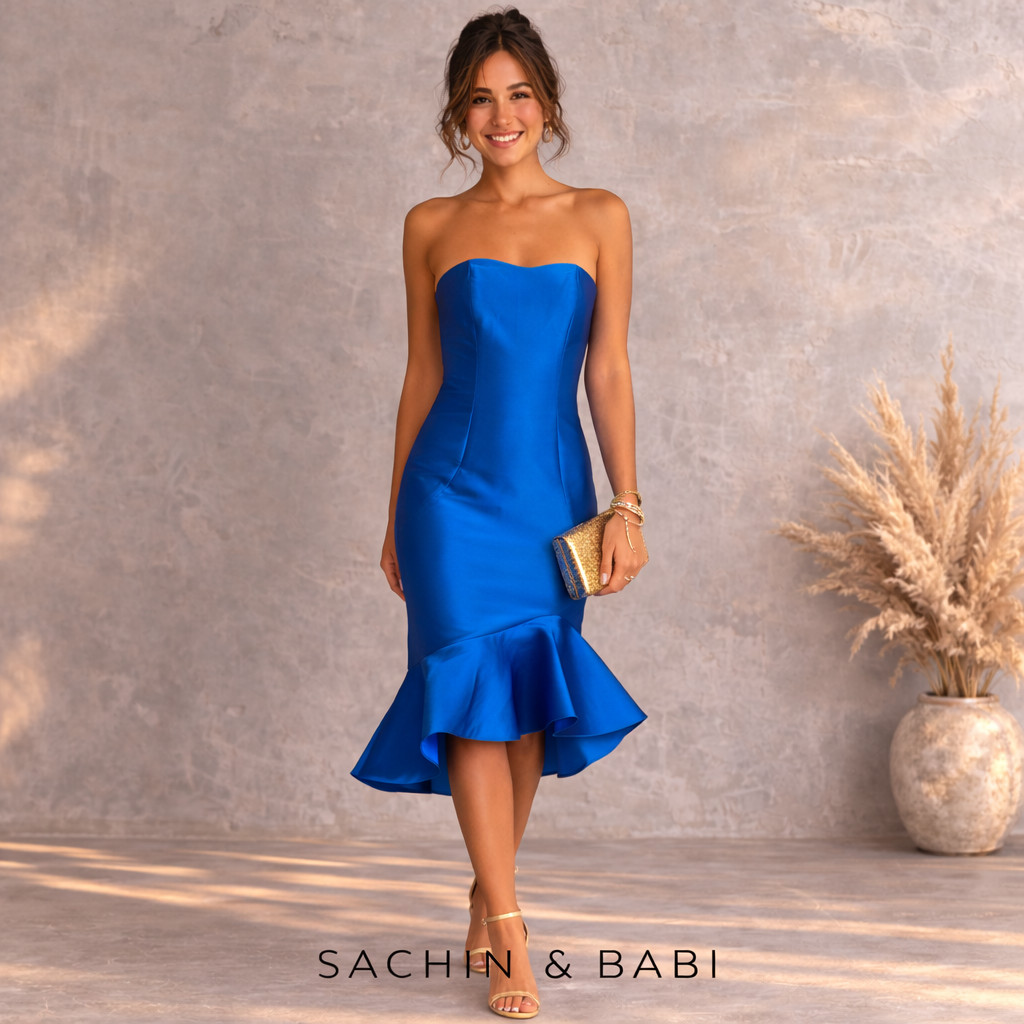 Sachin & Babi Cleo Imperial Blue Strapless Trumpet Dress UK 6 NWT RRP £797