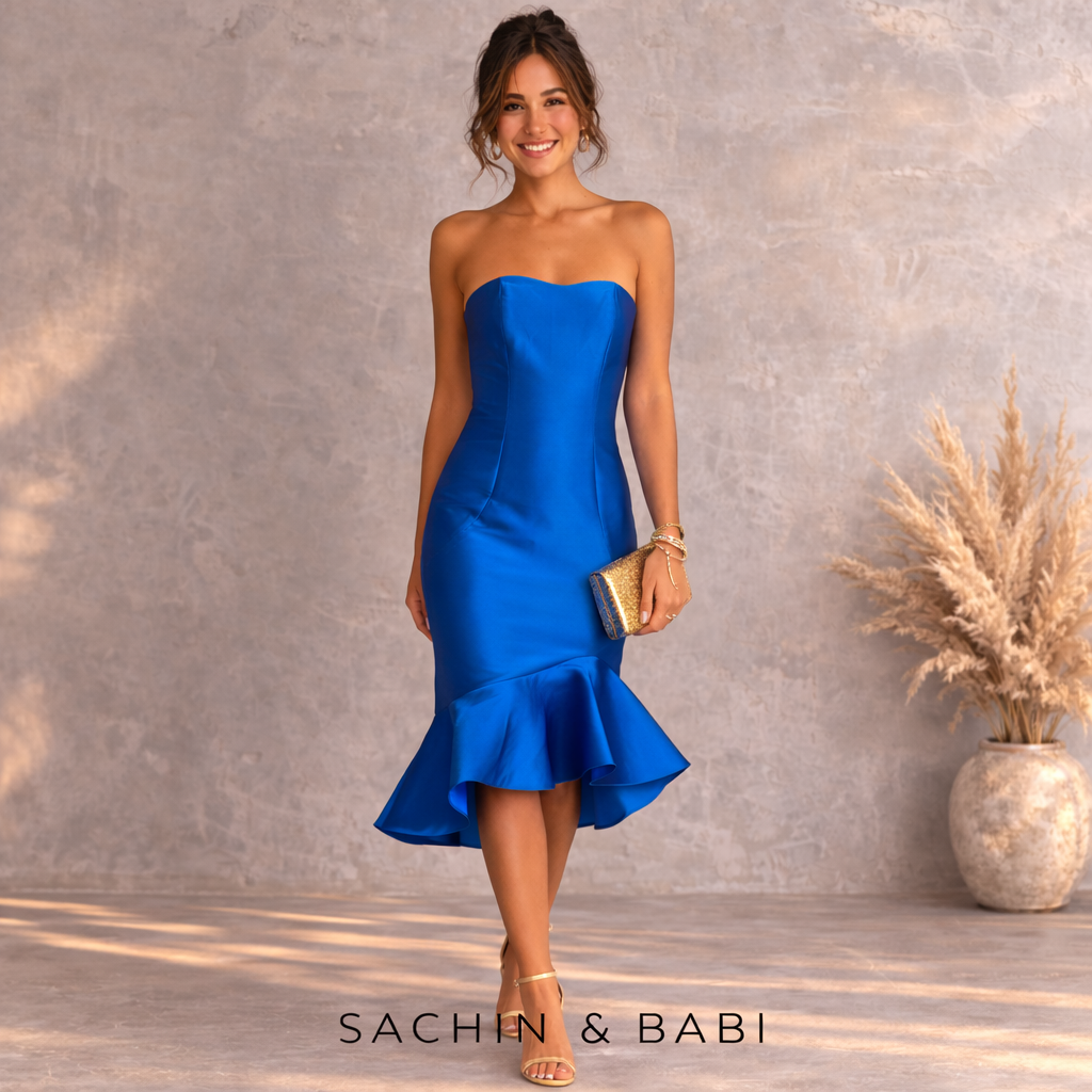 Sachin & Babi Cleo Imperial Blue Strapless Trumpet Dress UK 6 NWT RRP £797