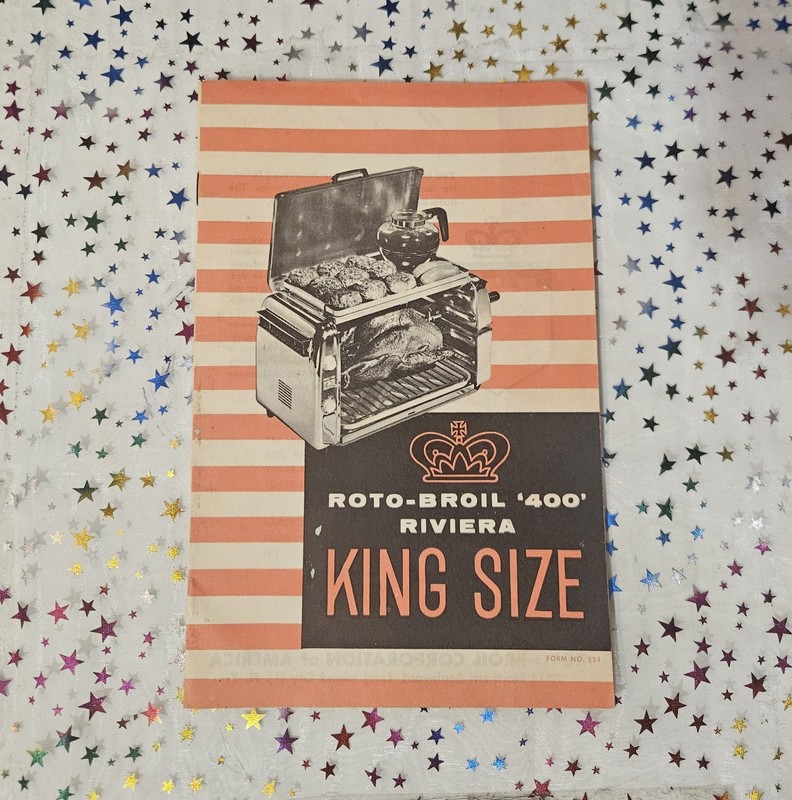 Vintage 1955 Recipe And Instruction Booklet Roto Broil 400 Riviera King Size