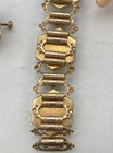 Vintage Hexagonal White Milk Glass Gold Tone Bracelet & Screw Back Earrings Set — photo 9