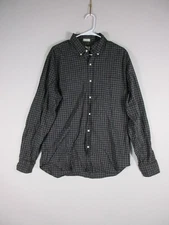 J.Crew Mens Secret Wash Organic Cotton Shirt Slim Plaid Long Sleeve Size L Black