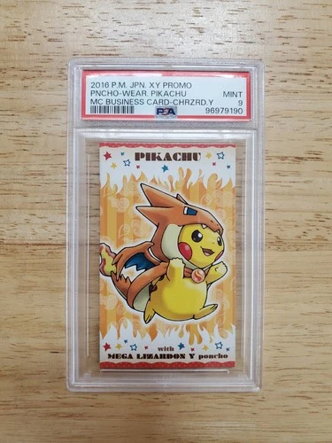 Pokemon PSA 9 MINT 2016 Poncho Pikachu Mega Charizard Y Japanese Business Card