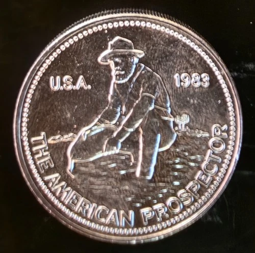 1983 Engelhard Mint Prospector Bullion Big E Globe Rare  -0.999 Silver 1 Oz Coin