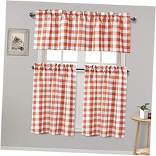 3 Piece Semi Sheer Kitchen Curtains 29"W x 36"L Pack of 3 Pumpkin Orange