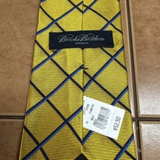 New Brooks Brothers Makers USA Made Men's Gold Blue All Silk Neck Tie NWT