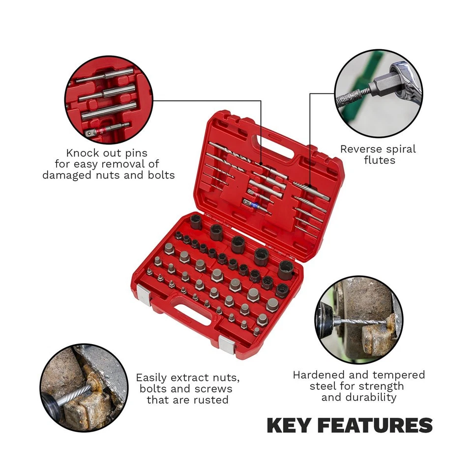 Sealey Master Mutter Bolzen Schraubenausdreher Set 56pc Interne & Bits AK8156 - Bild 2 von 4