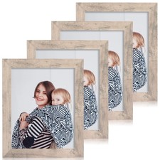 8x10 Picture Frame Set of 4, Smoke Gray Frame with High Definition Real Glass...