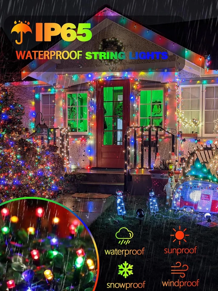 180FT Solar Christmas Lights, 320 LED Waterproof String Lights, 8 Modes - Image 2 of 4