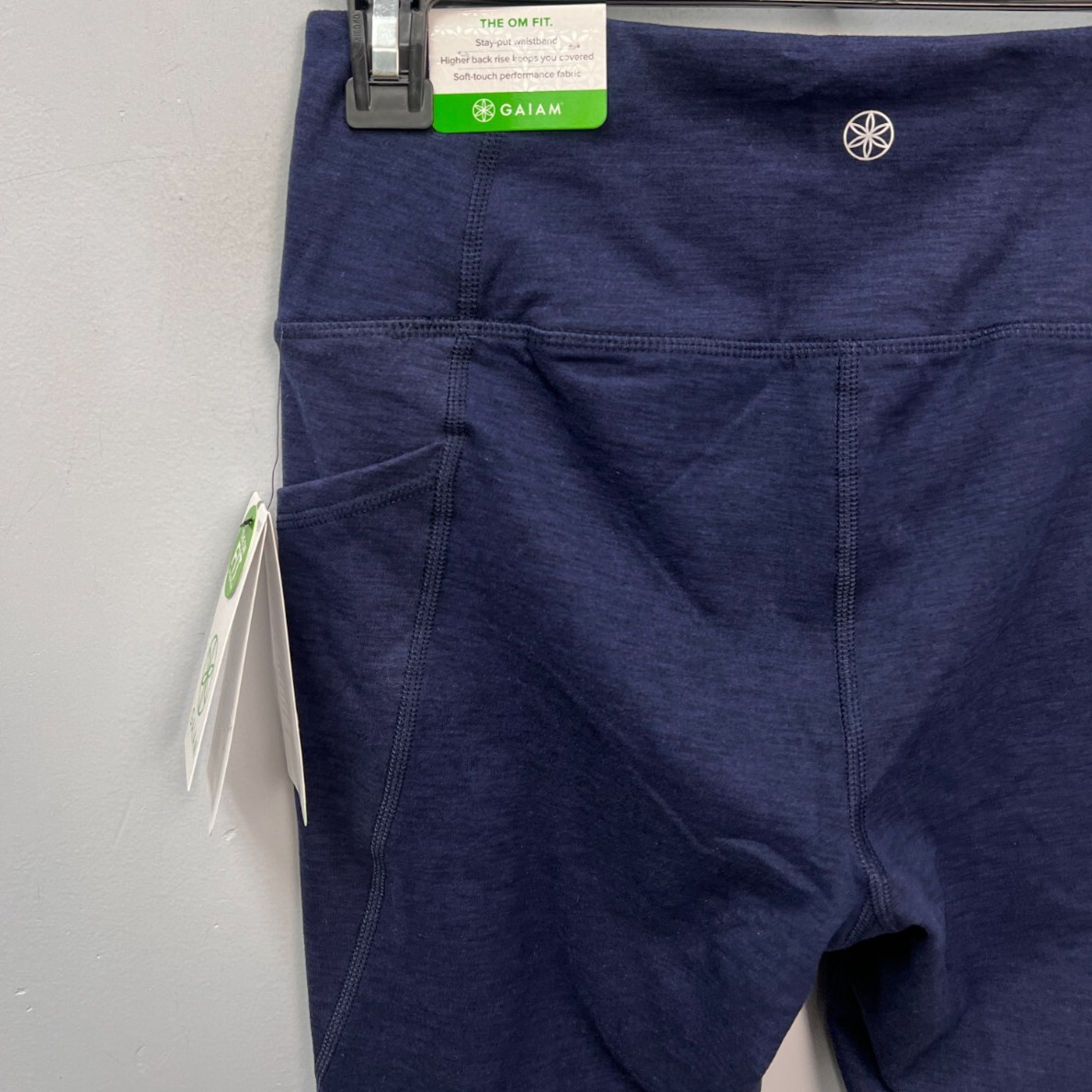 Gaiam Blue Heather Petal Marled Yoga Legging Women's Size Small w/Side Pockets