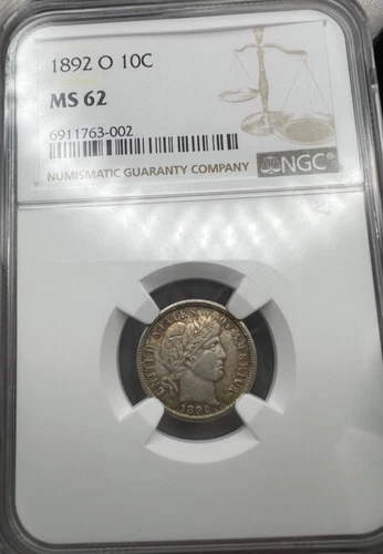 1892 O NGC MS62 Barber Dime