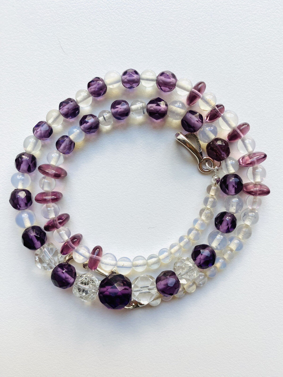Vintage Czech Purple Glass Bead Necklace eBay