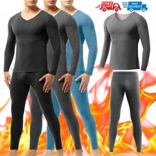 Men Long Johns Thermal Set Long Sleeve Top Bottom Warm Baselayer Underwear Sets