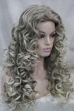 Fashion Sexy Dark Ash Blonde Long Curly Woman's Full Wig