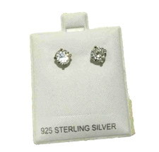 New Sterling Silver Crystal 6mm Round Princess Cut Stud Earrings