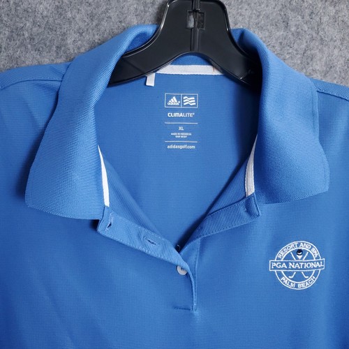 Adidas Shirt Womens Sz XL Blue Dri Fit Flex Golf PGA National Polo Vneck Sports - Picture 3 of 13
