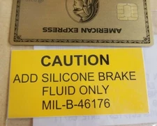 2 SILICONE BRAKE FLUID ONLY Sticker Decal Label Truck Auto vehicle tank 1.25"x3"