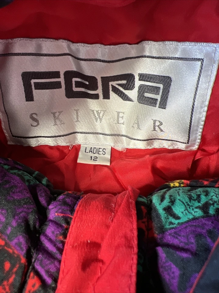 Chaqueta de esquí vintage para mujer FERA - talla 12 multicolor Foto 2 de 4