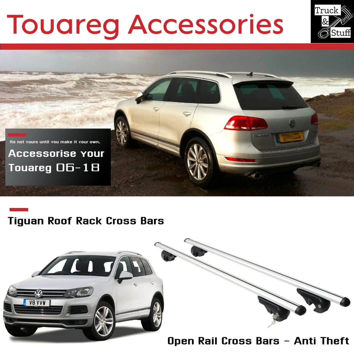 Roof Bars For VW Touareg Cross Bars Roof Rack EASY FIT FREE P P 2006 2018