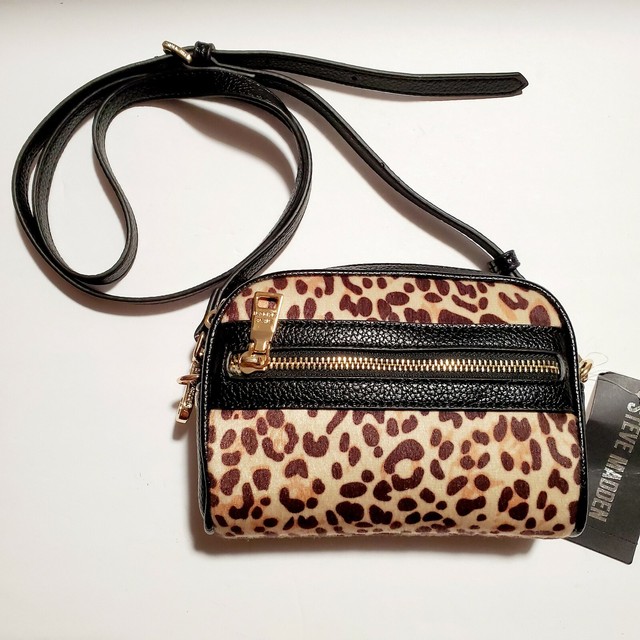STEVE MADDEN Black Leopard Print Crossbody Bag Purse eBay