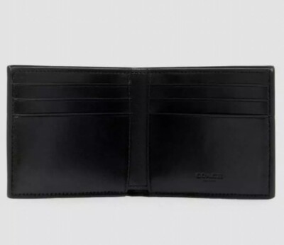 Coach Men's 3004 Pieced Slim Wallet Charcoal Signature Denim Chalk