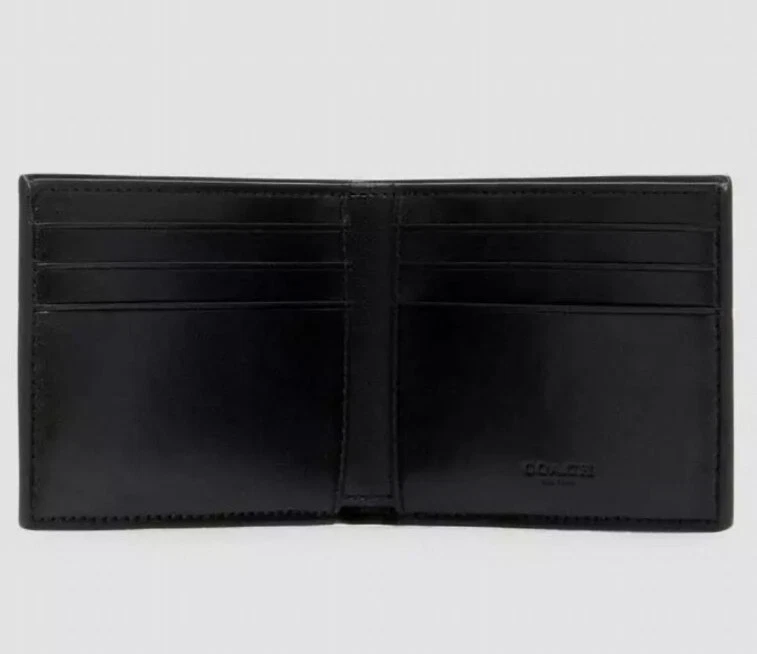 Cartera ajustada Coach 3004 para hombre color carbón firma denim a rayas de tiza NUEVA Foto 2 de 2