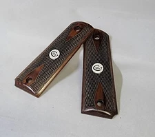 1911 Rosewood Classic Double Diamond Checkered Grips and White Medallions