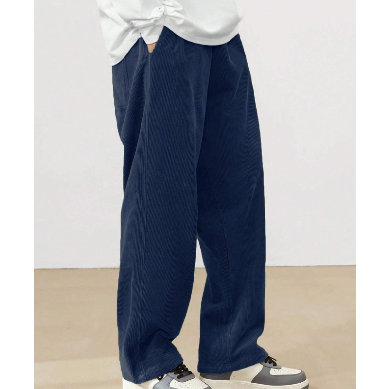 Men Casual Corduroy Pants Workout Sport Baggy Sweatpant Drawstring Long Trousers