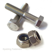Metric Stainless Steel Hex Head Part Threaded Bolts With Nyloc Nuts - M8