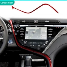 Red Carbon Fiber Interior Center Console Trim Strips For Toyota Camry 2018-2024