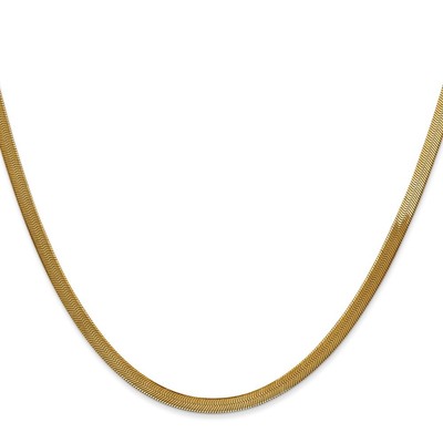 Solid 14k Y Gold Chain Necklace | Designs by Nathan | 3mm 20'' | Flat Herringbone