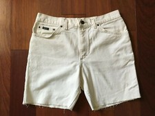 VTG LEE CUT OFF SHORTS 33" WAIST UNION MADE LIGHT KHAKI