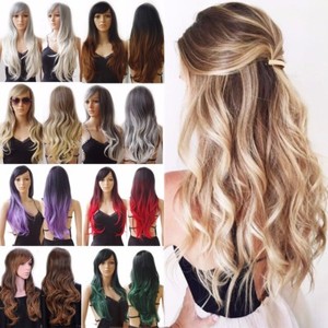 New Restyle Cosplay Wig Heat Resistant Long Curly Wavy Layer Full