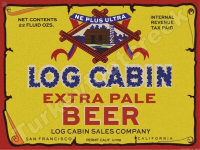 Log Cabin Extra Pale Beer Label 9'' x 12'' Metal Sign