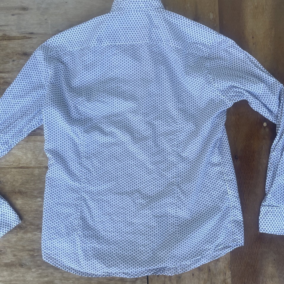 Hugo Boss Slim Fit Button Down Shirt Mens XL White Preppy Finest