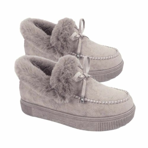Ladies Womens Faux Fur Lined Warm Winter Moccasin Ankle Bootie Slippers Shoes - Picture 8 of 18