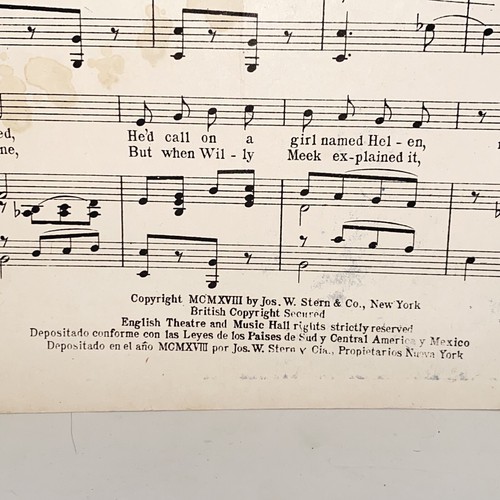 Antique 1918 A Comedy Stuttering Song Oh Helen! Sheet Music Fatty Arbuckle Cover - Picture 8 of 12