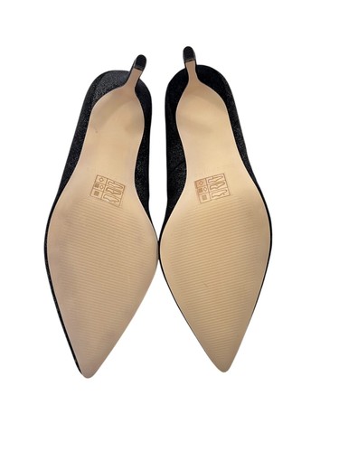 Call It Spring Slip On Heels Pointed Toe Pumps Black Faux Suede w/Silver Size 9 - Picture 8 of 9