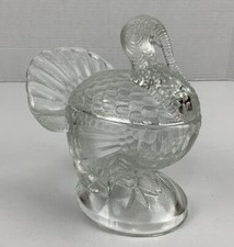 Vintage Cut Glass &ldquo;Turkey&rdquo; Trinket Dish w/ Lid