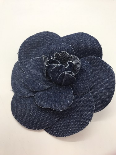 CHANEL Camellia Brooch/Pin (Denim 