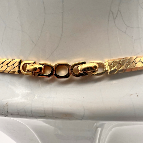 VTG 1980s' Christian Dior Gold Plated Clear Diamante Chevron Runway Necklace - Picture 7 of 7