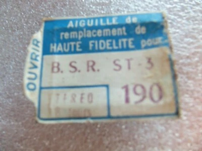 AIGUILLE ZAFIRA B.S.R. ST-3 N°190 stéréo 78 tours - Photo 1/3