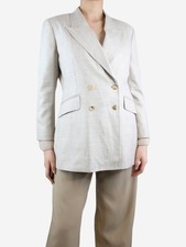 Gabriela Hearst Beige Double-breasted Wool-blend Blazer - Size Uk 12
