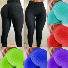 Womens Anti-Cellulite Tik Tok Leggings High Waist Push Up Ruched Yoga Pants Gym
